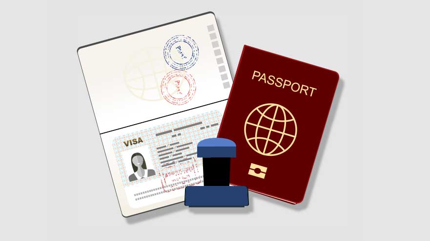 Passport with visa stamps