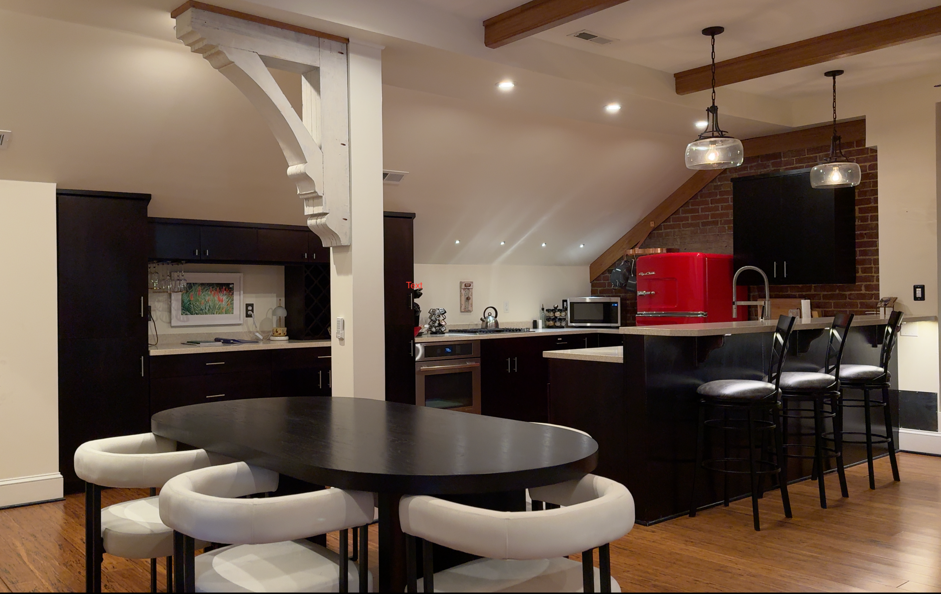 Loft kitchen and dining space at Bent Oaks Manor in Roanoke Virginia