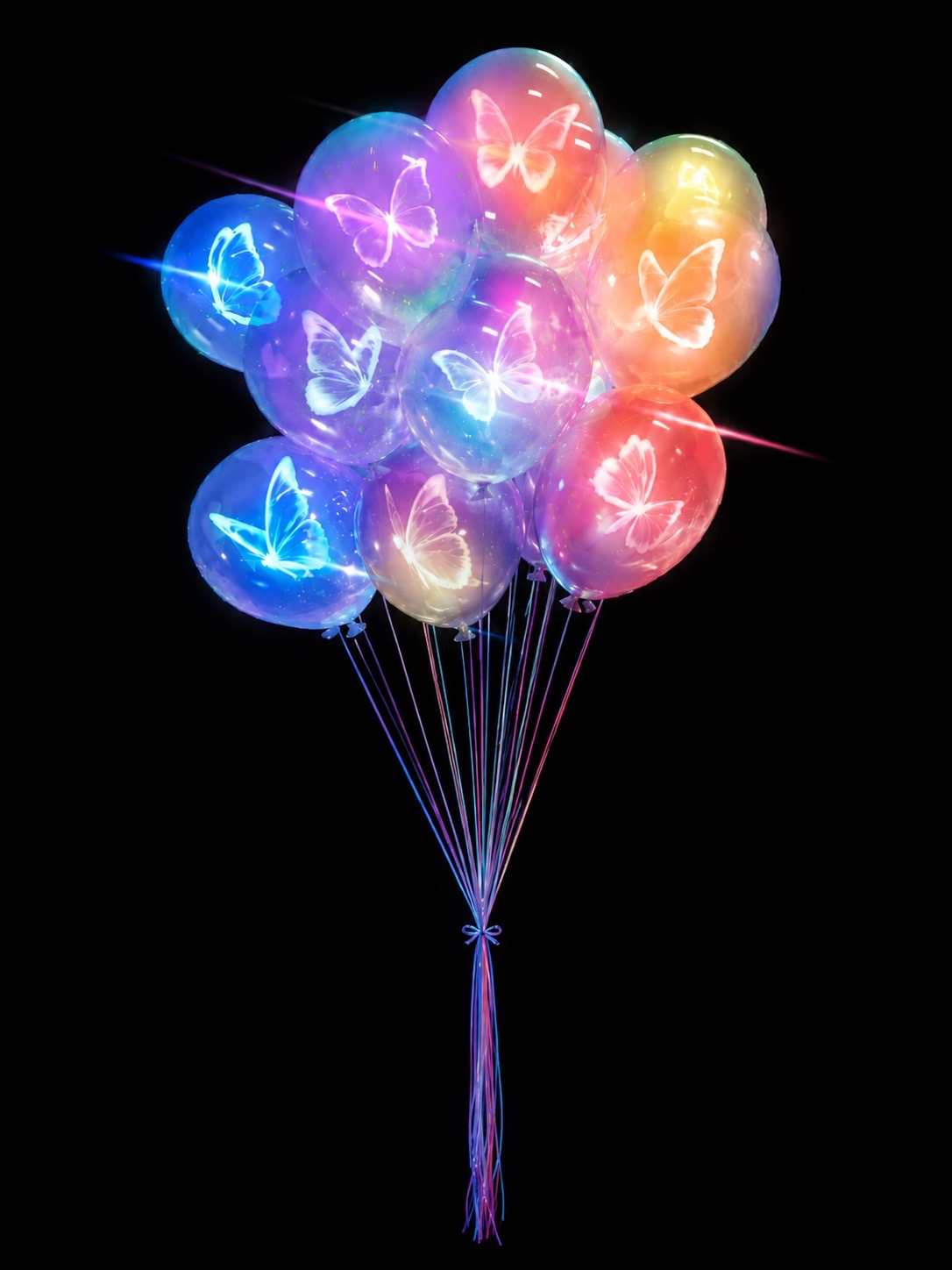 Glowing butterfly balloons