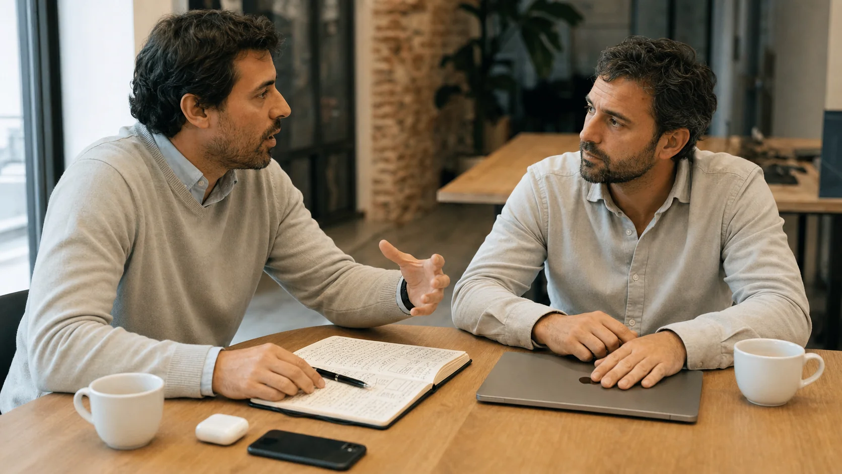 Daniel y cliente conversando durante sesión de diagnóstico