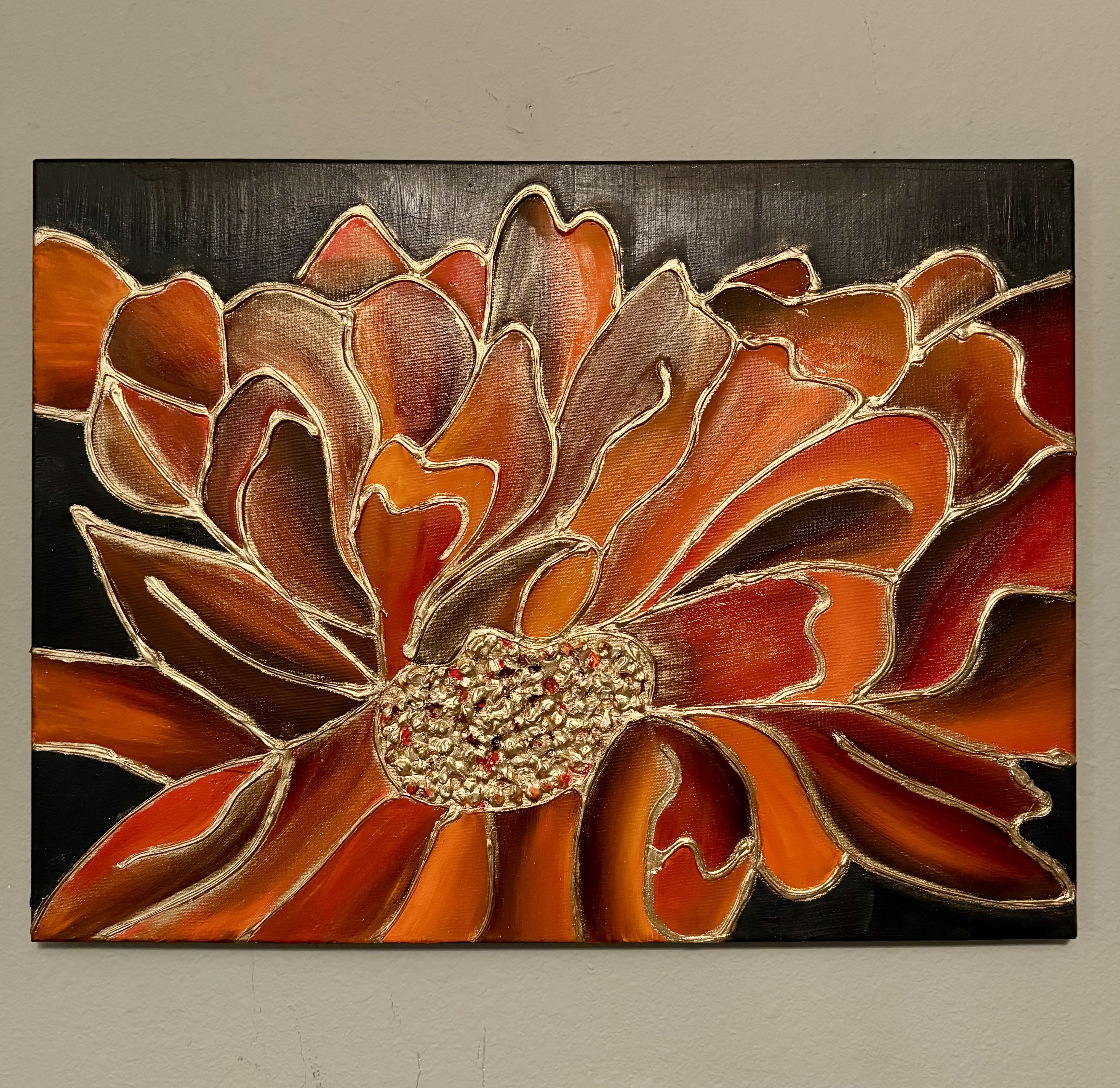 Textured Orange & Gold Bloom