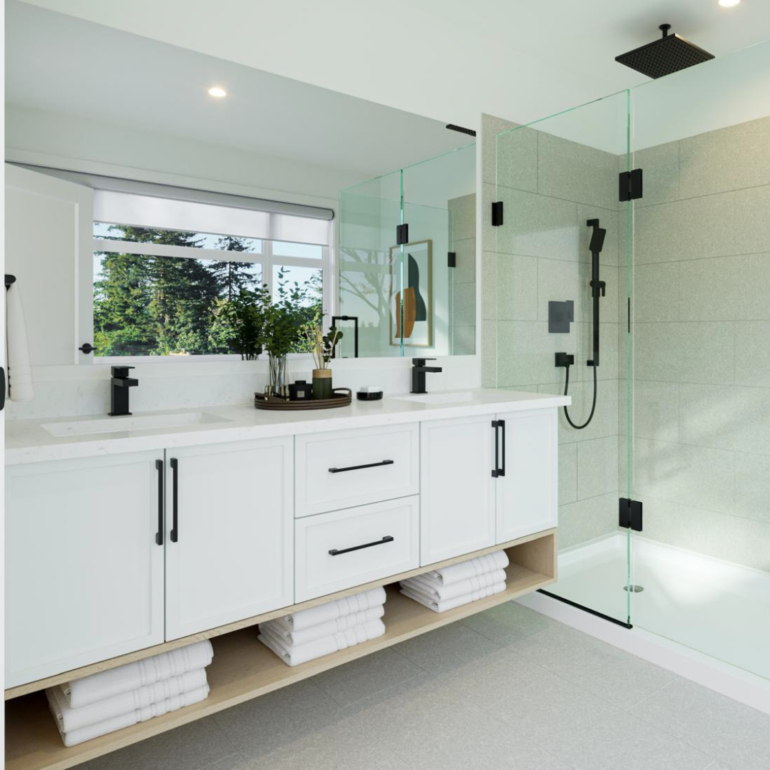 Spa-inspired bathroom at Briskham Hill with modern fixtures and finishes