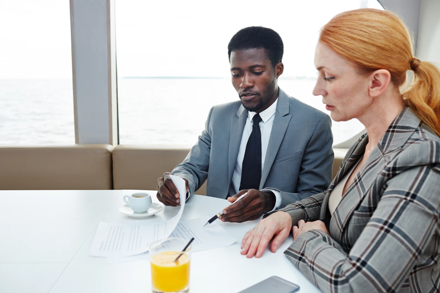 Smiling woman sitting in office chair