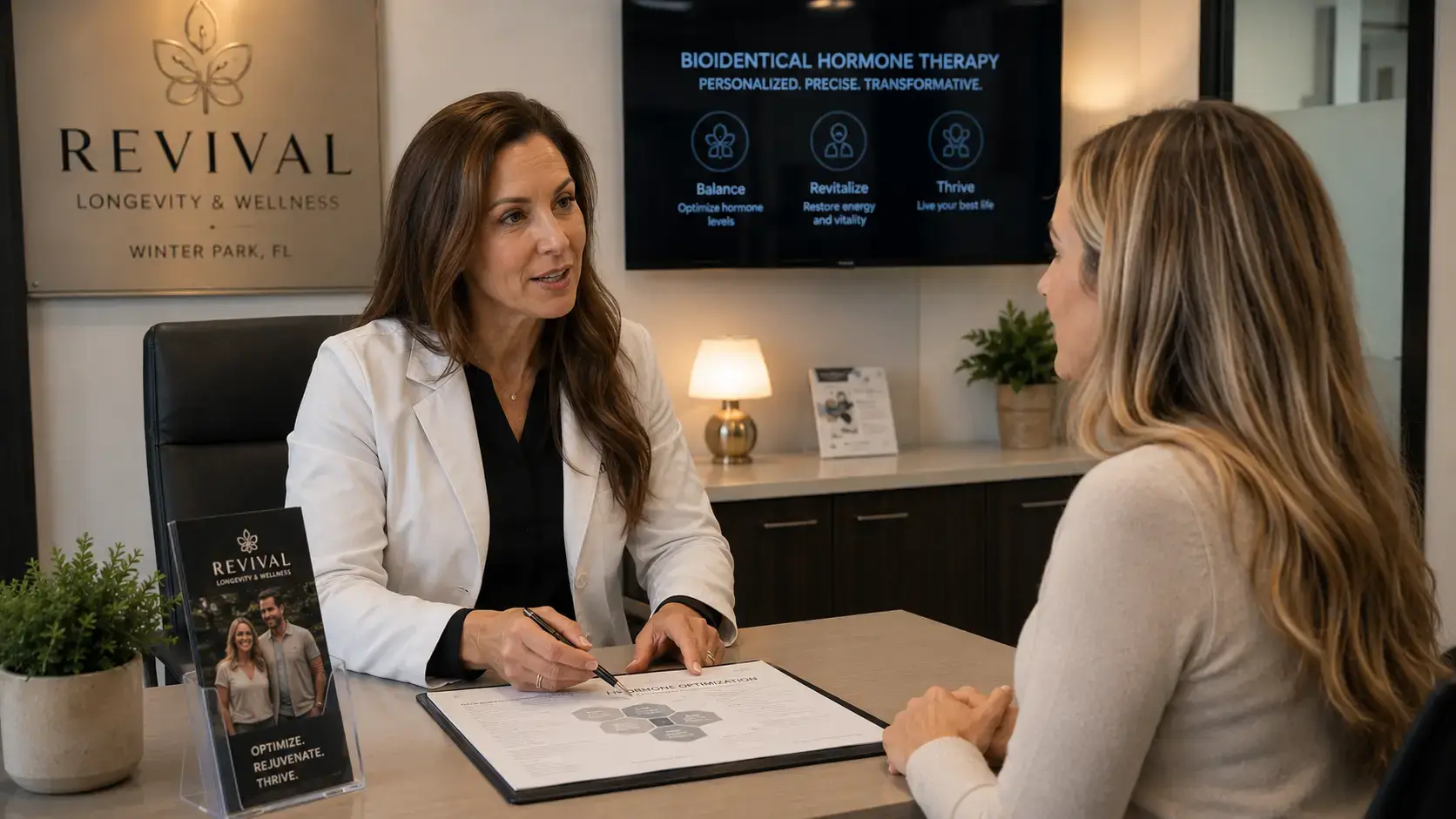 Revival Longevity & Wellness hormone therapy consultation Winter Park FL professional setting Revival Longevity & Wellness hormone therapy consultation Winter Park FL professional setting