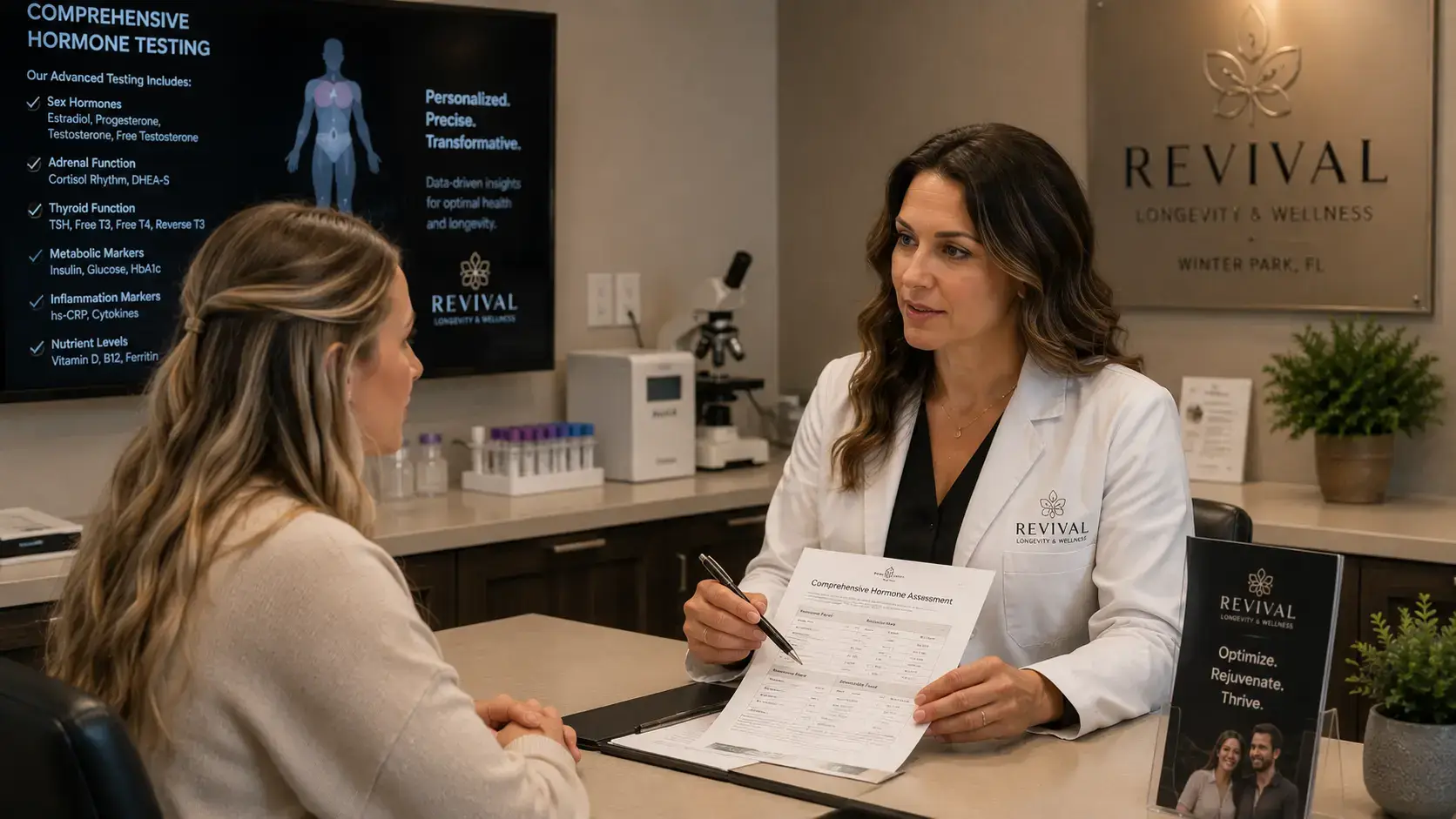 Personalized bioidentical hormone replacement therapy consultation and treatment planning at Revival Longevity & Wellness Winter Park Florida