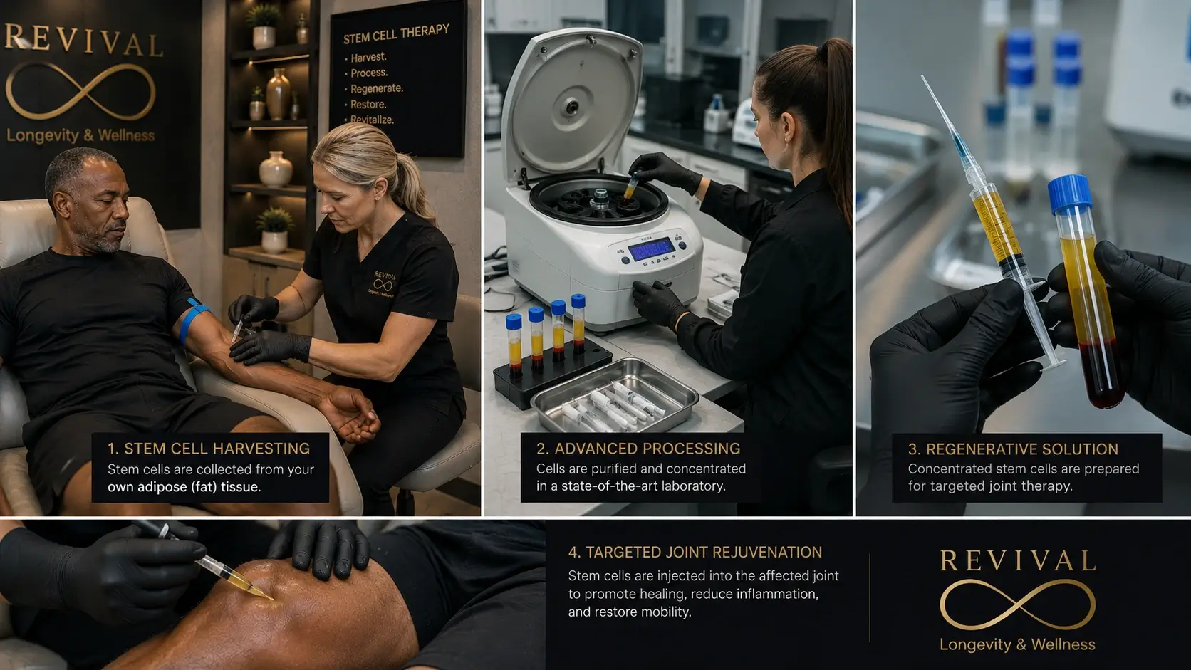 Stem cell harvesting and laboratory processing for regenerative joint therapy at Revival Longevity & Wellness Winter Park Florida Stem cell harvesting and laboratory processing for regenerative joint therapy at Revival Longevity & Wellness Winter Park Florida