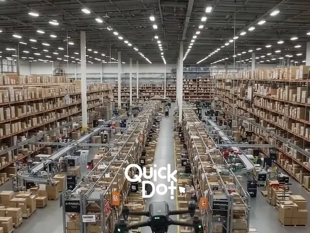 Toma con dron por dentro de una nave industrial