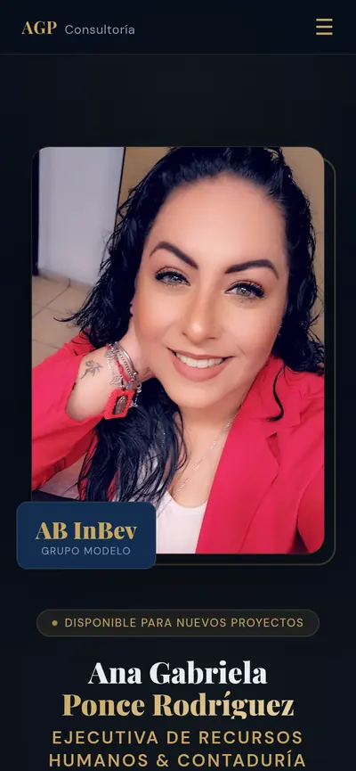 Ana Gabriela Ponce: inicio del sitio en celular