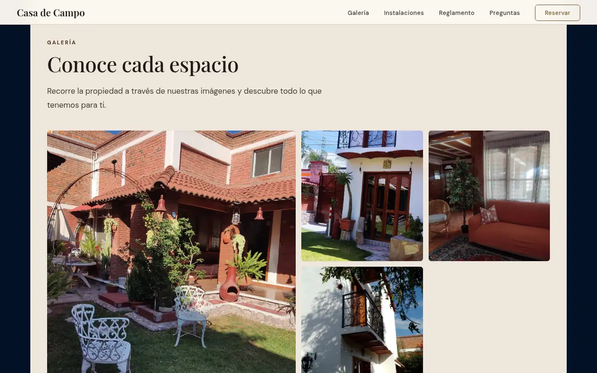 Casa de Campo: galería del sitio en computadora