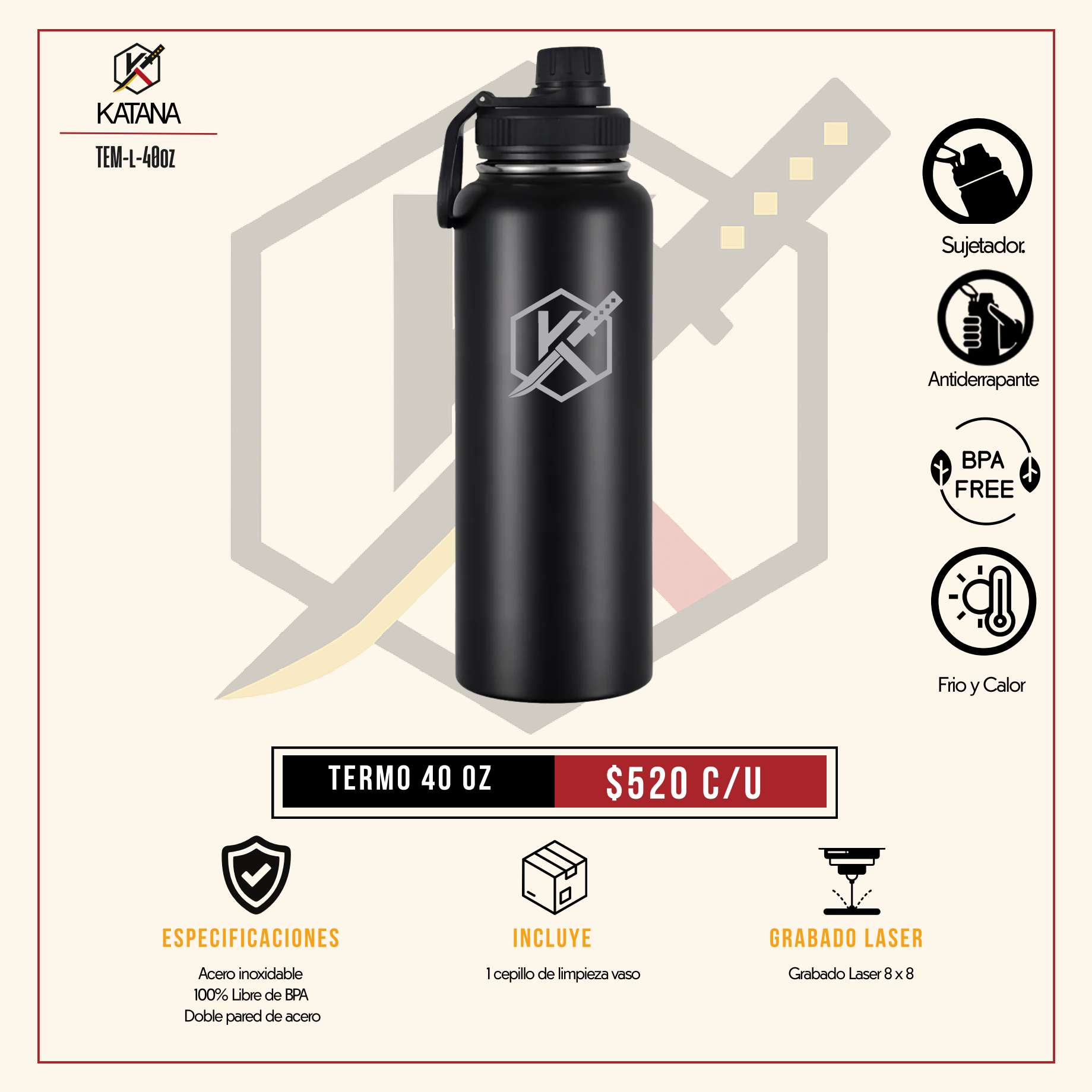 Catálogo Katana de termo 40 oz con asa