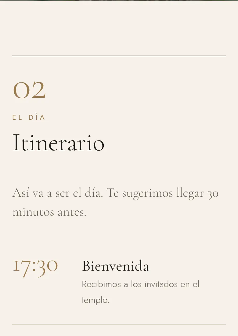 Ejemplo real: Itinerario