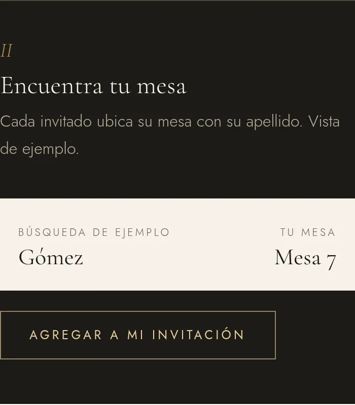 Ejemplo real: Encuentra tu mesa