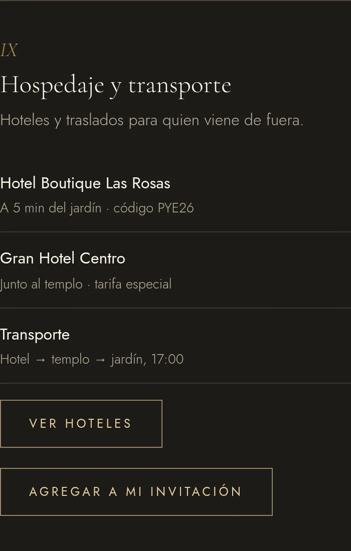 Ejemplo real: Hospedaje y transporte