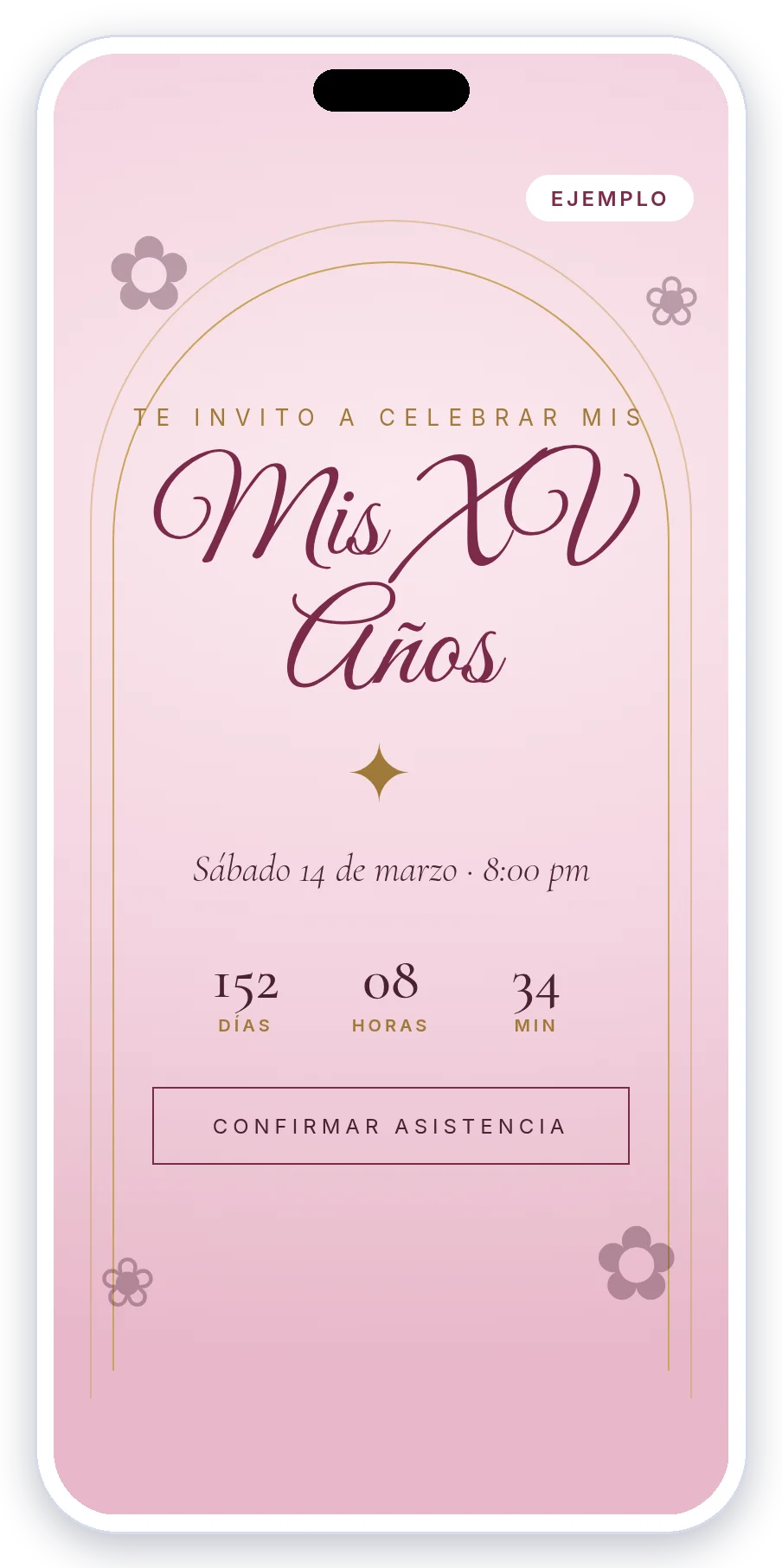 Ejemplo de invitación virtual de XV años
