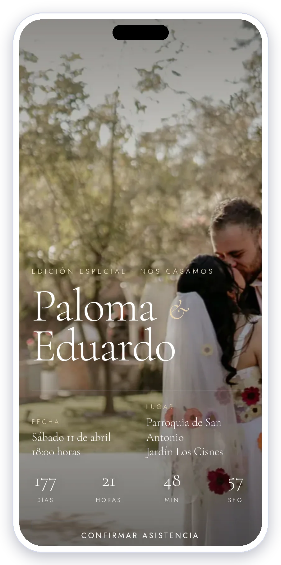 Invitación virtual de boda de Paloma y Eduardo