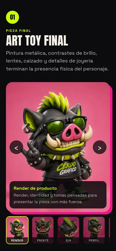 Cerdo Gráfico: otra sección del sitio en celular