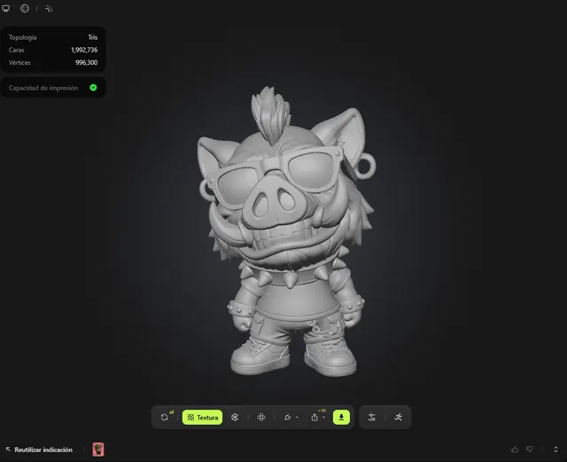 Modelo base en 3D del Cerdo Gráfico