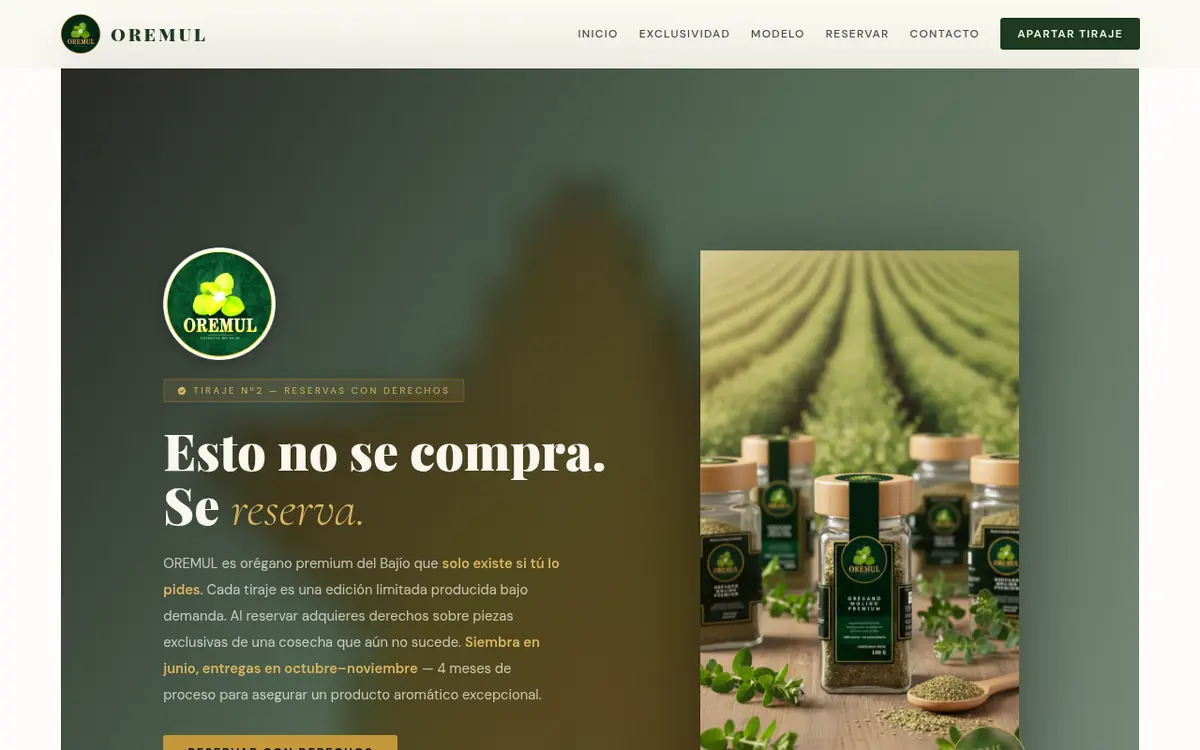 OREMUL: inicio del sitio en computadora
