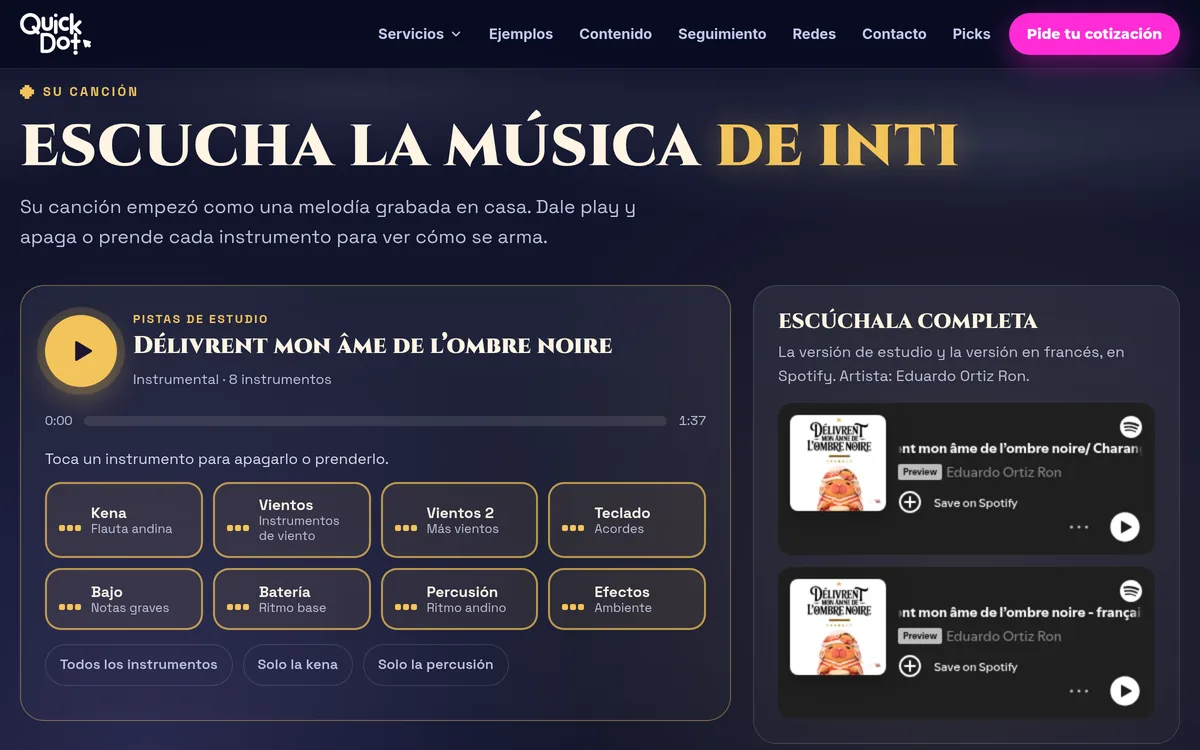 Inti Tamborilero: la canción y el mezclador en computadora