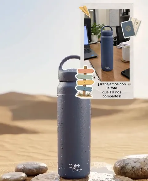 Creado con IA: el termo en un desierto