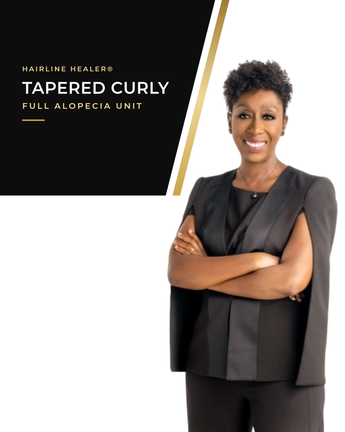 Tapered Curly unit, full alopecia
