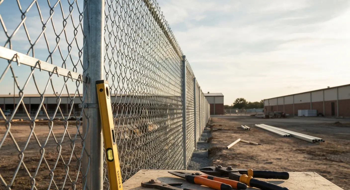 Commercial chain-link fence installation