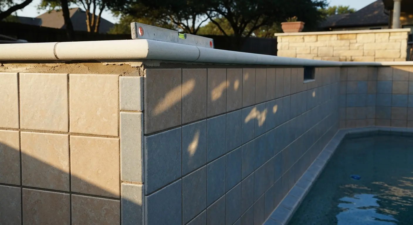 Pool tile and coping installed