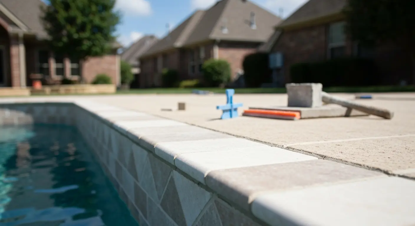 Tile and coping installation at Allen pool
