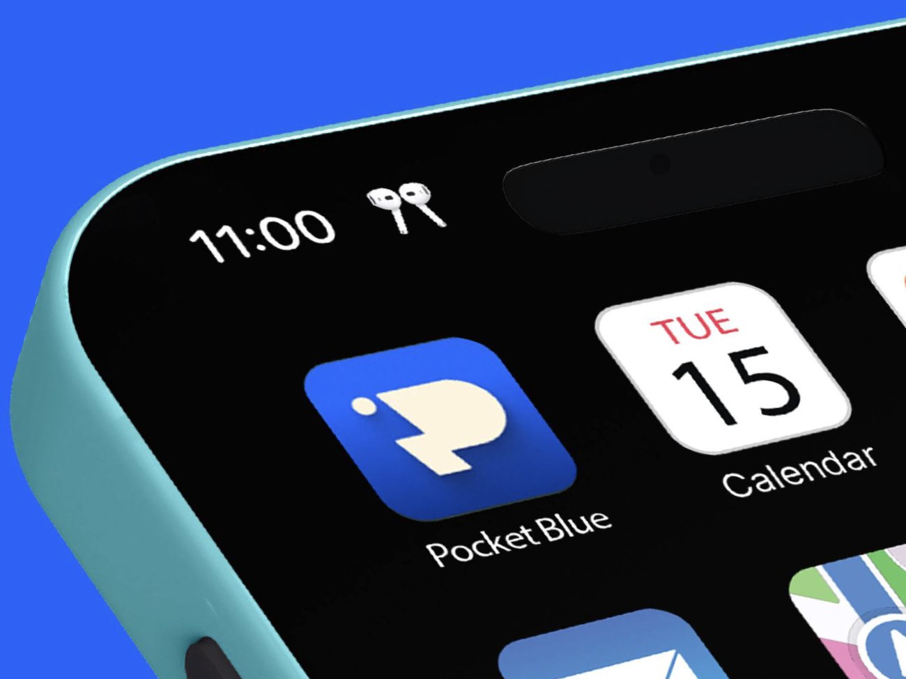 Pocket Blue app icon on a phone home screen.