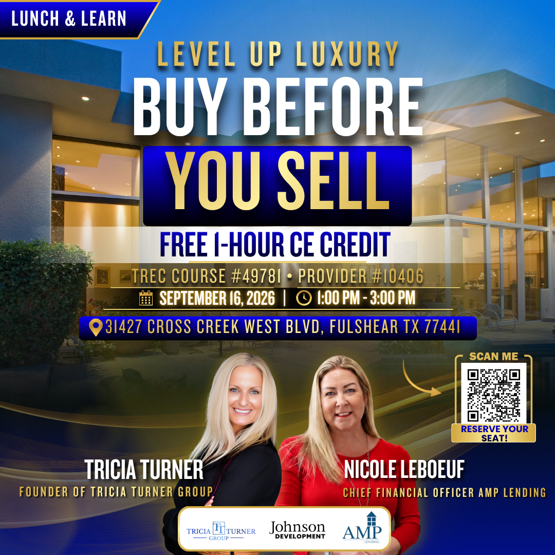 Official Level Up Luxury event graphic featuring Tricia Turner and Nicole LeBoeuf
