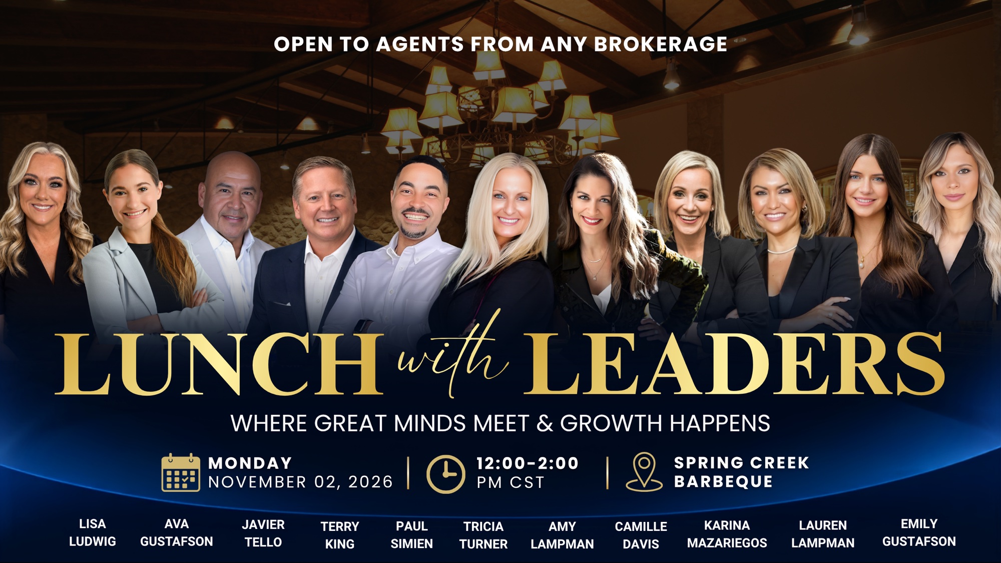 Lunch with Leaders event graphic featuring all participating leaders
