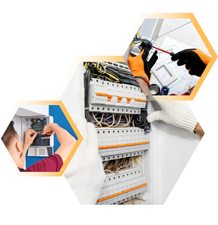 Técnico da Eletricista Sesimbra realizando manutenção quadro elétrico 