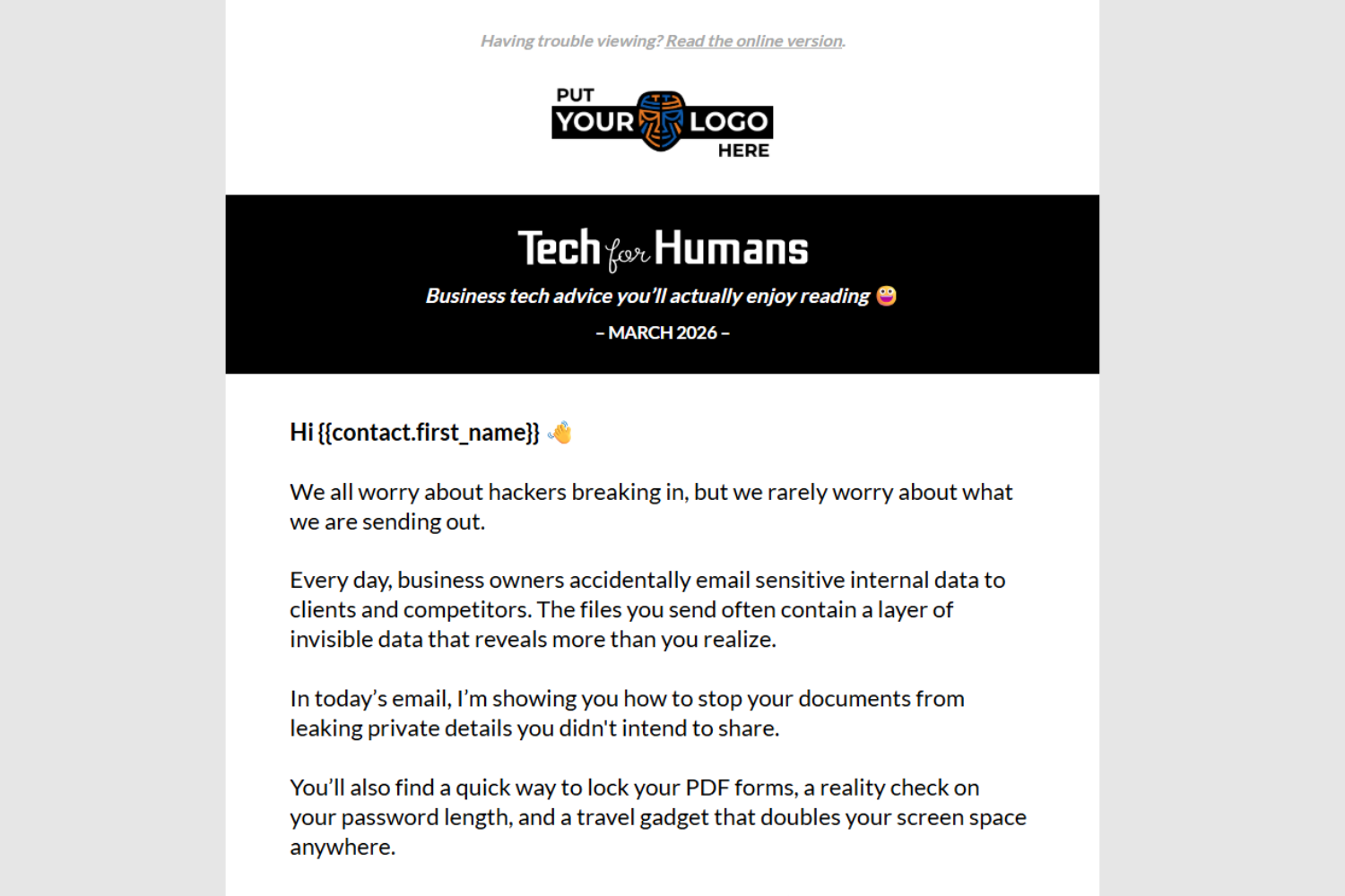 Monthly Marketing Packs Interface