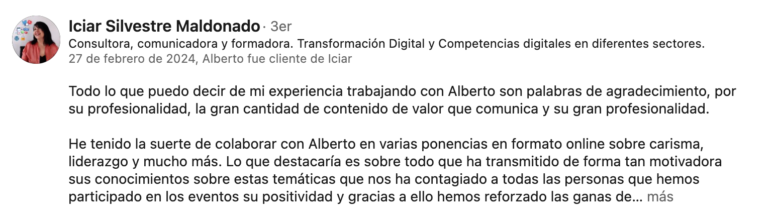 Recomendación en LinkedIn