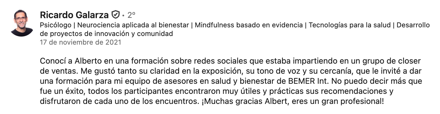 Recomendación en LinkedIn