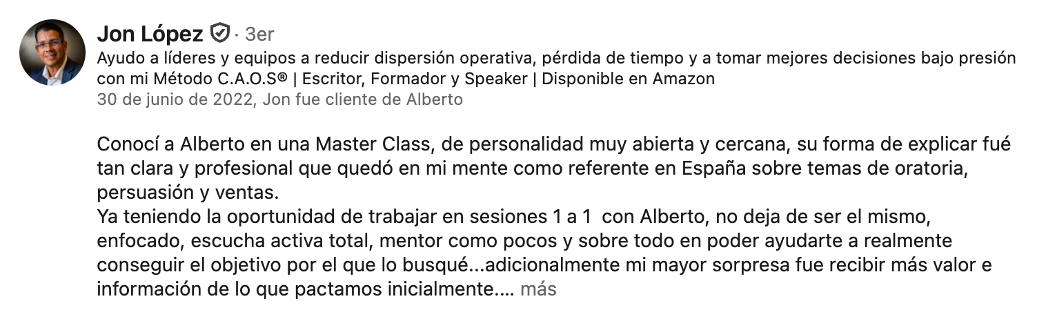 Recomendación en LinkedIn