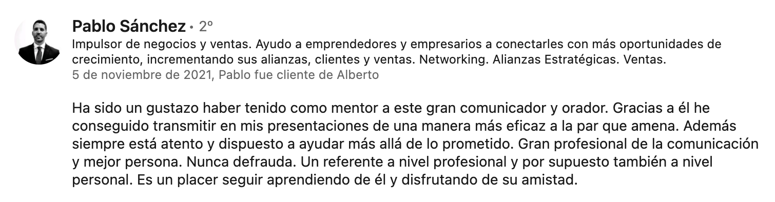 Recomendación en LinkedIn