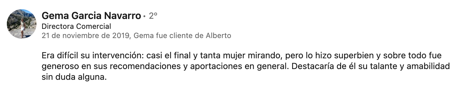 Recomendación en LinkedIn