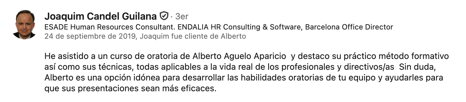 Recomendación en LinkedIn