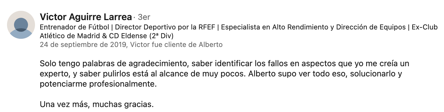 Recomendación en LinkedIn