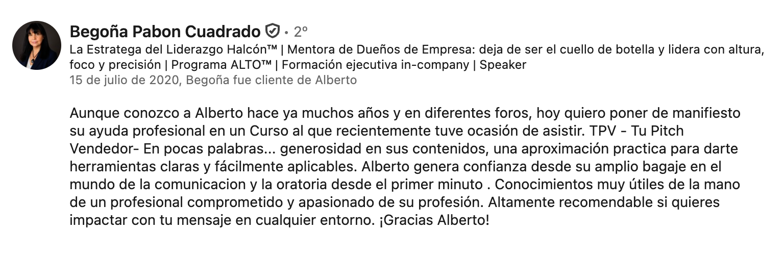 Recomendación en LinkedIn