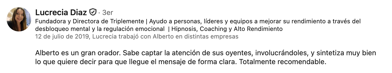 Recomendación en LinkedIn