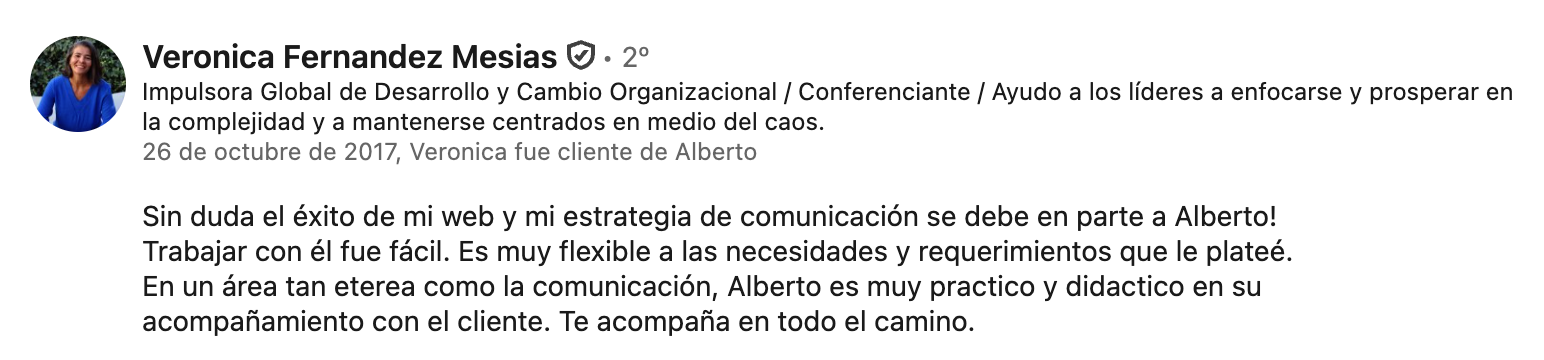 Recomendación en LinkedIn