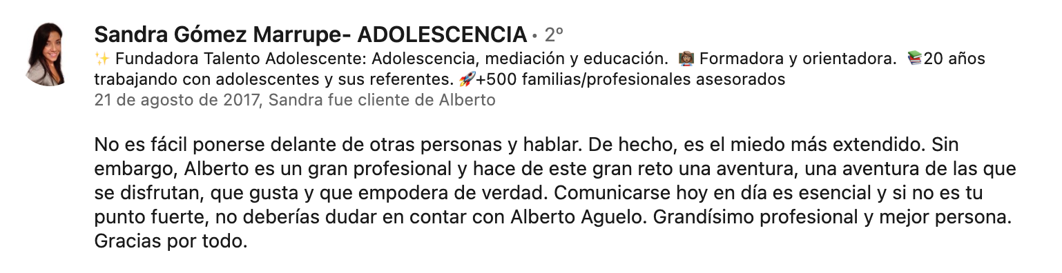 Recomendación en LinkedIn