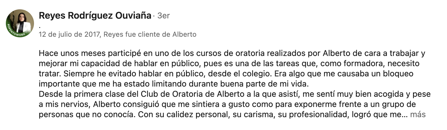 Recomendación en LinkedIn