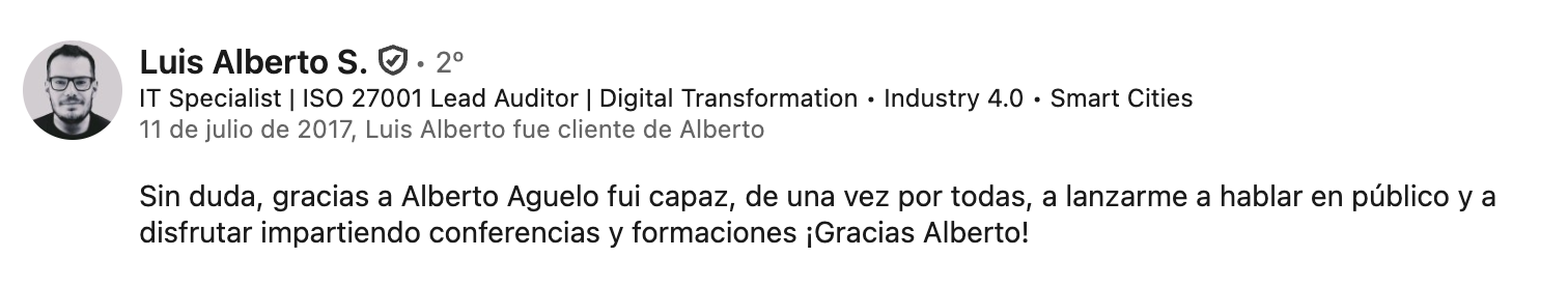 Recomendación en LinkedIn