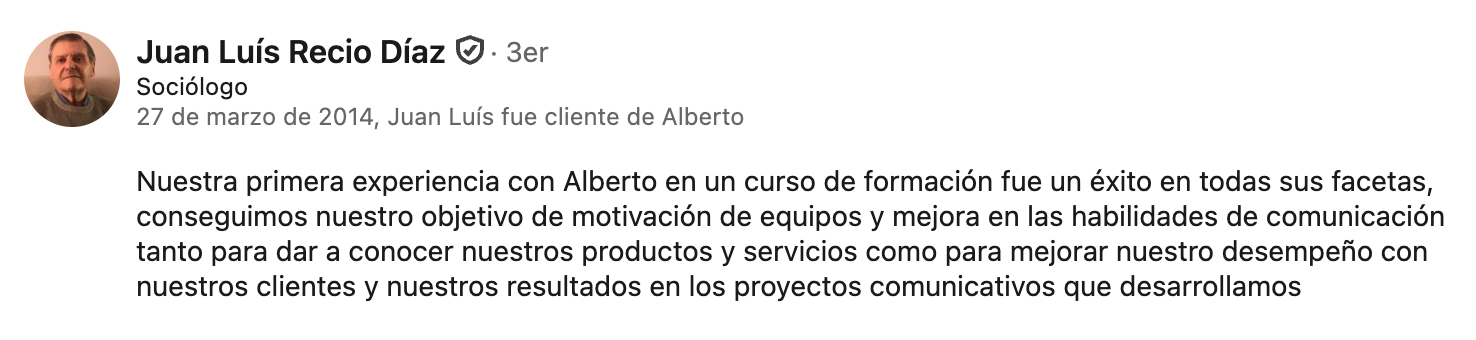 Recomendación en LinkedIn