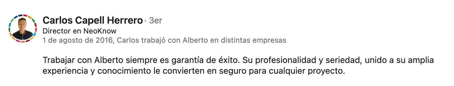 Recomendación en LinkedIn
