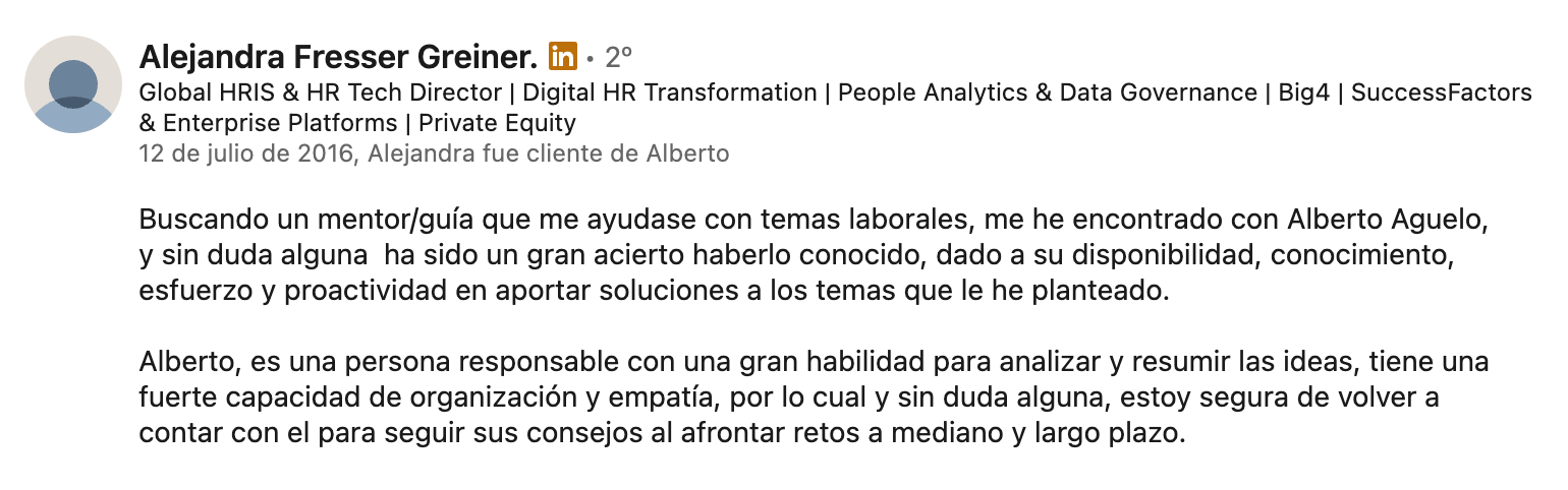 Recomendación en LinkedIn
