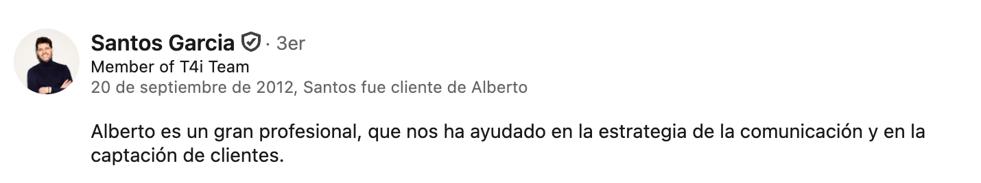 Recomendación en LinkedIn
